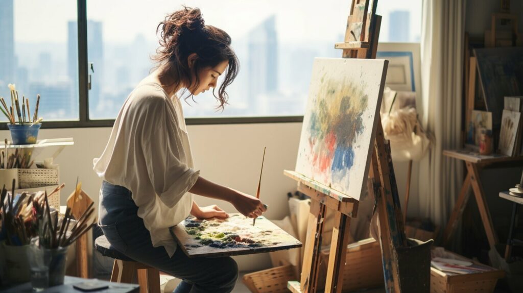 artistic woman painting